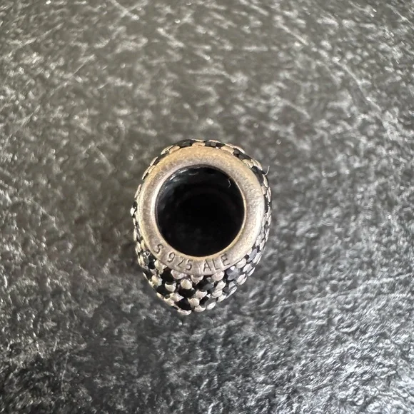 Pandora Sterling  Silver Heart Pave Heart Bead with Black CrystalsCharm - Picture 4 of 5